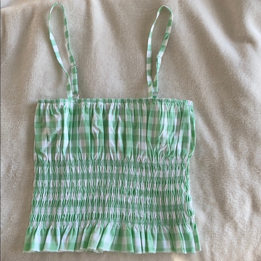HP🎉 SHEIN GREEN AND WHITE PLAID TANK TOP